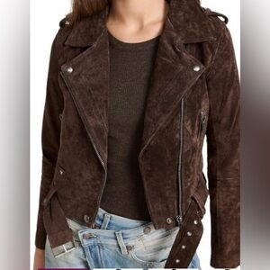 BLANK NYC 100% suede moto jacket size small chocolate soufflé- NEW.